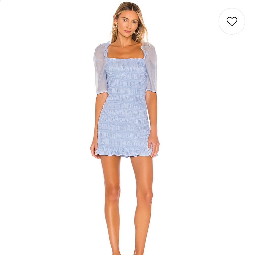 MAJORELLE Light Blue Smocked Mini Dress